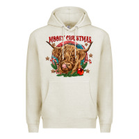 Oatmeal Heather mooey christmas Premium Hoodie - CowGirlArtShop