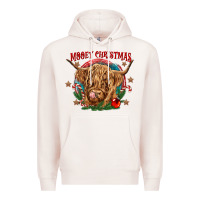 Pale Pink mooey christmas Premium Hoodie - CowGirlArtShop