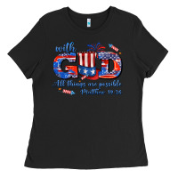 Black with god all things are possible usa Ladies Tee - AdoDesignShop