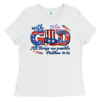 White with god all things are possible usa Ladies Tee - AdoDesignShop