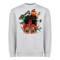 Heather Grey Wild Camping Afro Messy Bbs Heavyweight Sweatshirt - BundleAndBundleShop