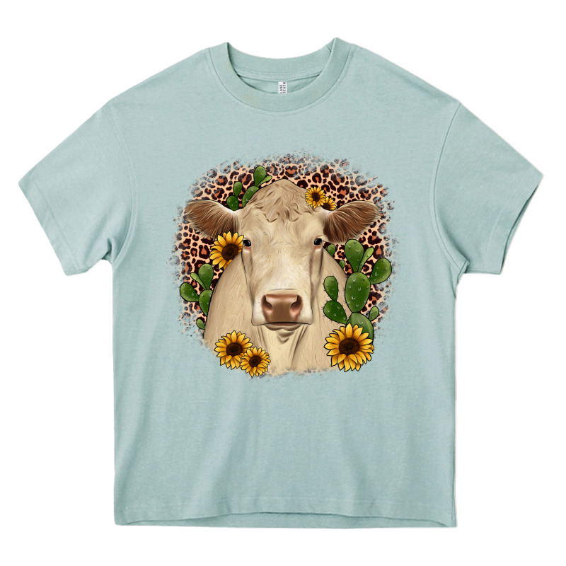 Charolais Leopard Cactus Sunflower Heavy Core Tee by JahusDesignShop | Teevron