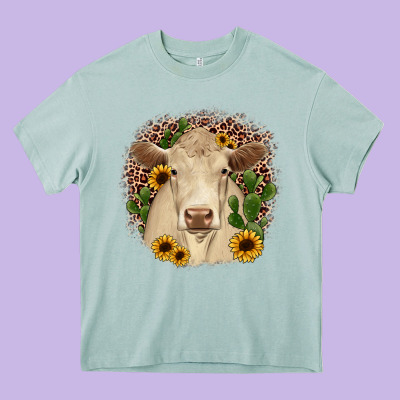 Charolais Leopard Cactus Sunflower Heavy Core Tee Designed By Jahusdesignshop