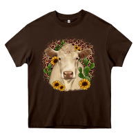 Chocolate Brown charolais leopard cactus sunflower Heavy Core Tee - JahusDesignShop