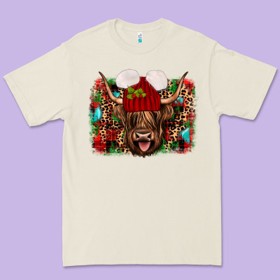 Highland Cow Christmas Premium Tee Designed By Jahusdesignshop