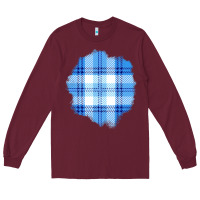 Burgundy Winter Tartan Patch Long Sleeve Tee - BundleAndBundleShop