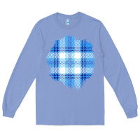 Colony Blue Winter Tartan Patch Long Sleeve Tee - BundleAndBundleShop