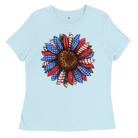 Baby Blue usa flag camouflage sunflower Ladies Tee - JahusDesignShop