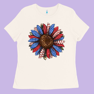 Usa Flag Camouflage Sunflower Ladies Tee Designed By Jahusdesignshop