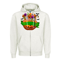 Oatmeal Heather Personalized Boy Halloween Candy Zipper Hoodie - texasbilliewilder