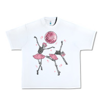 White skeleton ballerina Urban Heavy Tee - MaliasSmallBusiness