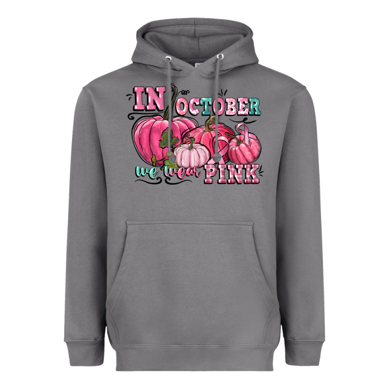 In October We Wear Pink Heavyweight Hoodie by CowGirlArtShop | Teevron