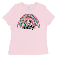 Bubblegum Pink western nurse rainbow Ladies Tee - RanaPortraitStore