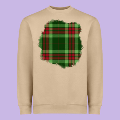 Christmas Tartan Patch Heavyweight Sweatshirt Designed By Bundleandbundleshop