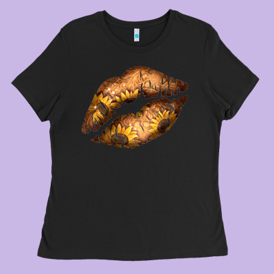 Western Sunflower Lips Ladies Tee Designed By Bettercallsaul