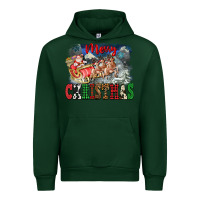 Forest Green Merry Christmas Santa Sleigh Urban Hoodie - FaDigitalArtStudio
