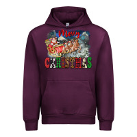 Mauve Wine Merry Christmas Santa Sleigh Urban Hoodie - FaDigitalArtStudio
