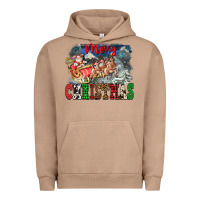 Pigment Burro Merry Christmas Santa Sleigh Urban Hoodie - FaDigitalArtStudio