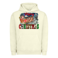 Pigment Pistachio Merry Christmas Santa Sleigh Urban Hoodie - FaDigitalArtStudio