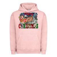 Pigment Salmon Merry Christmas Santa Sleigh Urban Hoodie - FaDigitalArtStudio