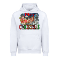 White Merry Christmas Santa Sleigh Urban Hoodie - FaDigitalArtStudio