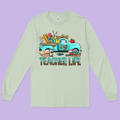 Teacher Life With Truck Long Sleeve Tee Designed By Bundleandbundleshop