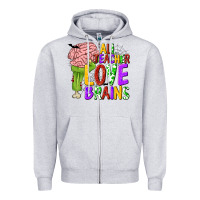 Heather Grey All Teacher Love Brains Zipper Hoodie - texasbilliewilder