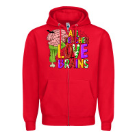 Red All Teacher Love Brains Zipper Hoodie - texasbilliewilder