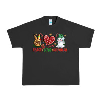 Pigment Black peace love snowman Urban Heavy Tee - NancyCooperArtShop