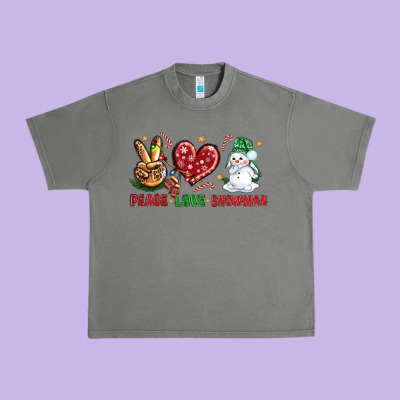 Peace Love Snowman Urban Heavy Tee Designed By Nancycooperartshop