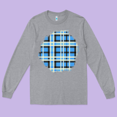 Winter Tartan Patch Long Sleeve Tee Designed By Bundleandbundleshop