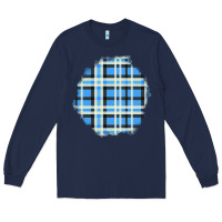 Navy Winter Tartan Patch Long Sleeve Tee - BundleAndBundleShop