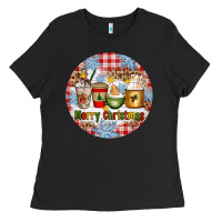 Black Merry Christmas Coffee Cups Ladies Tee - Artiststas