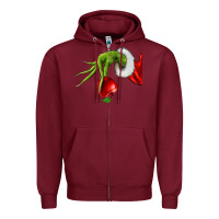 Burgundy Christmas Character Zipper Hoodie - NancyCooperArtShop