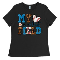 Black my heart is on that field baseball Ladies Tee - AdoDesignShop