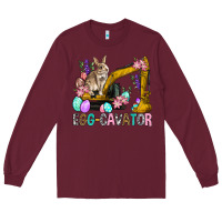 Burgundy Egg Cavator Easter Long Sleeve Tee - BundleAndBundleShop