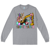 Heather Grey Egg Cavator Easter Long Sleeve Tee - BundleAndBundleShop