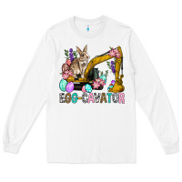 White Egg Cavator Easter Long Sleeve Tee - BundleAndBundleShop