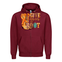 Burgundy Give Cancer the boot Kidney Cancer orange ribbon Zipper Hoodie - NancyCooperArtShop