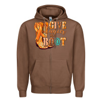 Chestnut Give Cancer the boot Kidney Cancer orange ribbon Zipper Hoodie - NancyCooperArtShop