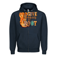 Navy Give Cancer the boot Kidney Cancer orange ribbon Zipper Hoodie - NancyCooperArtShop