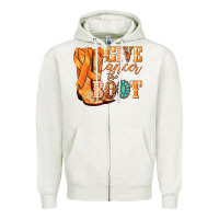 Oatmeal Heather Give Cancer the boot Kidney Cancer orange ribbon Zipper Hoodie - NancyCooperArtShop