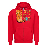 Red Give Cancer the boot Kidney Cancer orange ribbon Zipper Hoodie - NancyCooperArtShop