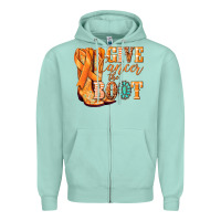 Seafoam Give Cancer the boot Kidney Cancer orange ribbon Zipper Hoodie - NancyCooperArtShop
