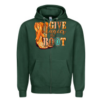 Sports Green Give Cancer the boot Kidney Cancer orange ribbon Zipper Hoodie - NancyCooperArtShop