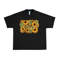 Black cactus leopard sunflower glitter background Urban Heavy Tee - AdoDesignShop