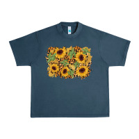 Midnight Navy cactus leopard sunflower glitter background Urban Heavy Tee - AdoDesignShop