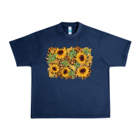 Navy cactus leopard sunflower glitter background Urban Heavy Tee - AdoDesignShop