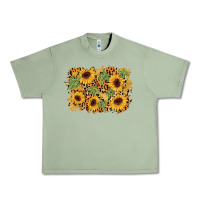 Oil Green cactus leopard sunflower glitter background Urban Heavy Tee - AdoDesignShop
