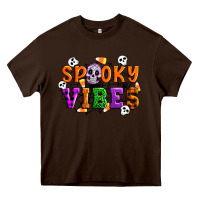 Chocolate Brown Spooky vibes Heavy Core Tee - Artiststas